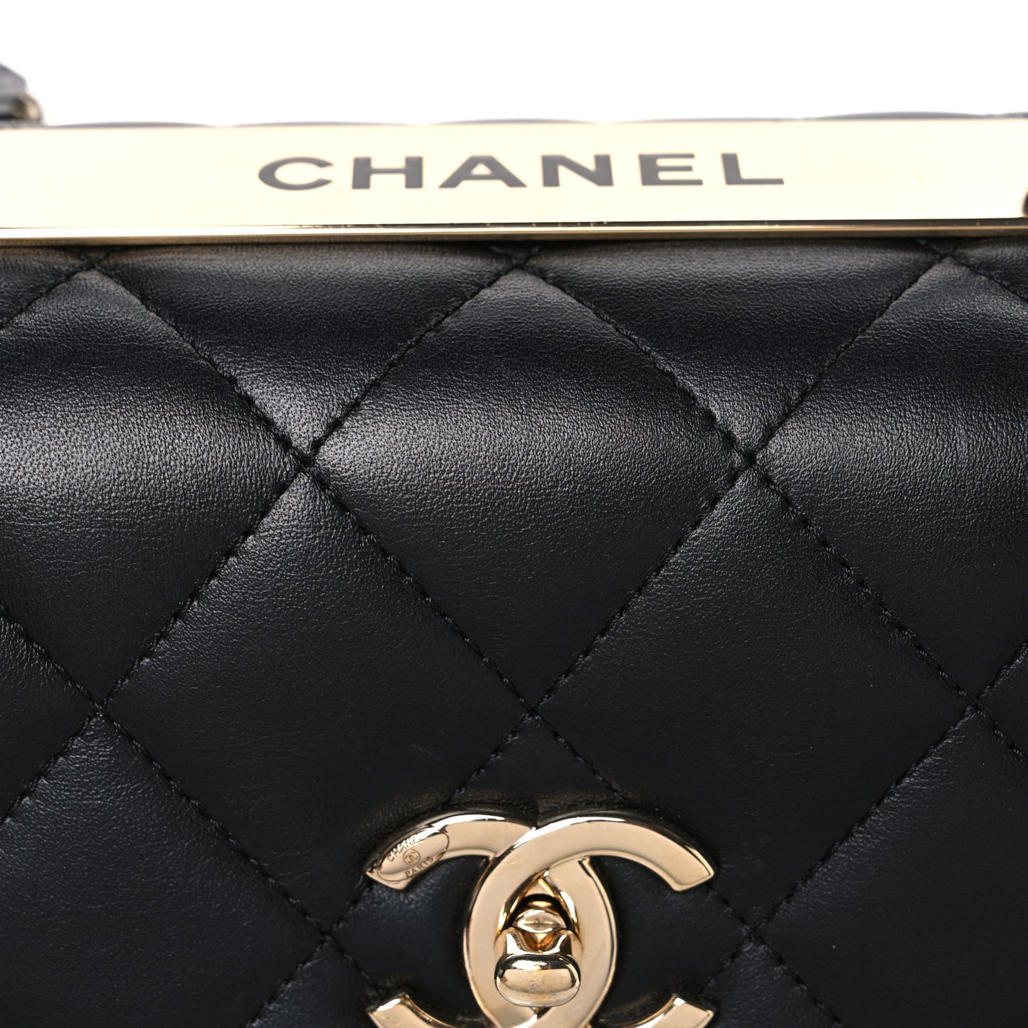 Lambskin Quilted Small Trendy CC Dual Handle Flap Bag Black