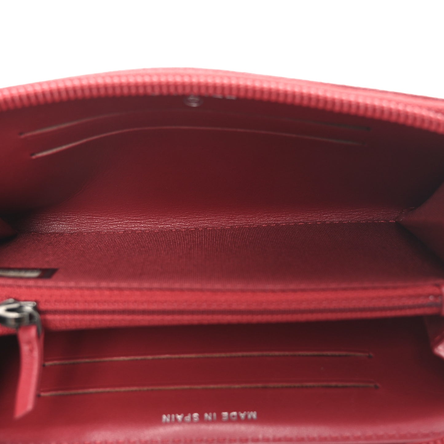 Caviar Quilted Small Boy Zip Around Wallet Red