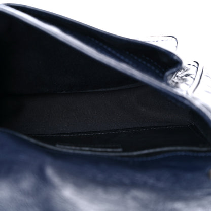 Saint Laurent Crinkled Calfskin Matelasse Monogram Baby Niki Chain Satchel Navy 5 of 13