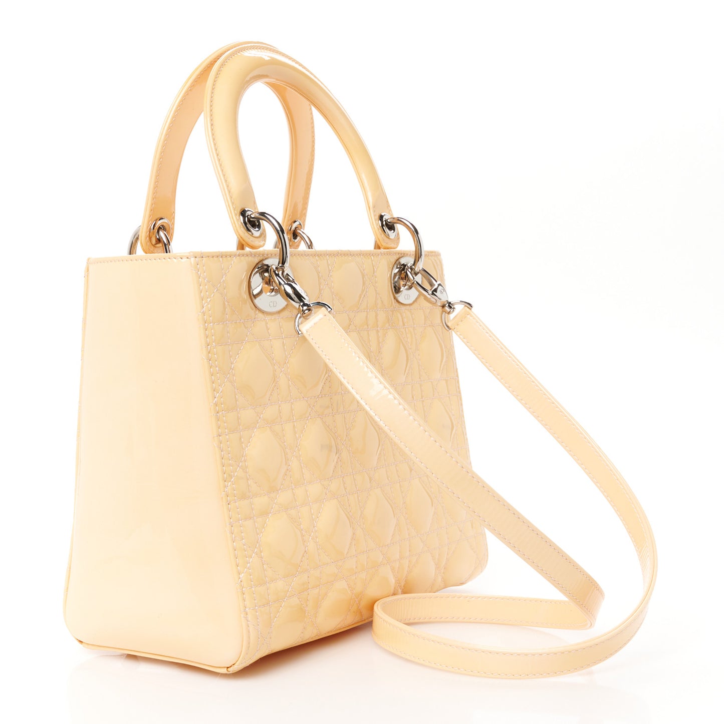 Patent Cannage Medium Lady Dior Yellow