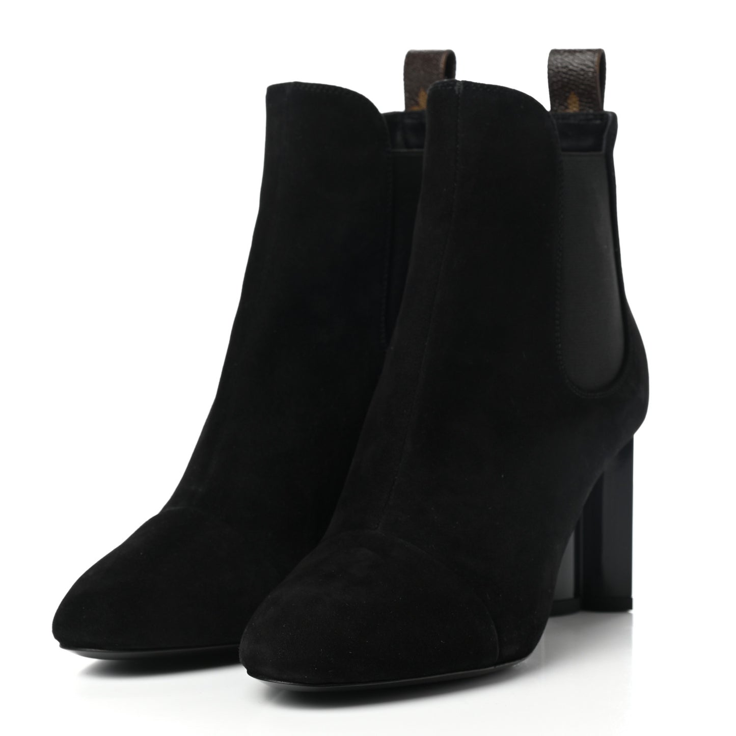 Suede Monogram Uniformes Cap Toe Chelsea 80mm Ankle Boots 36.5 Black