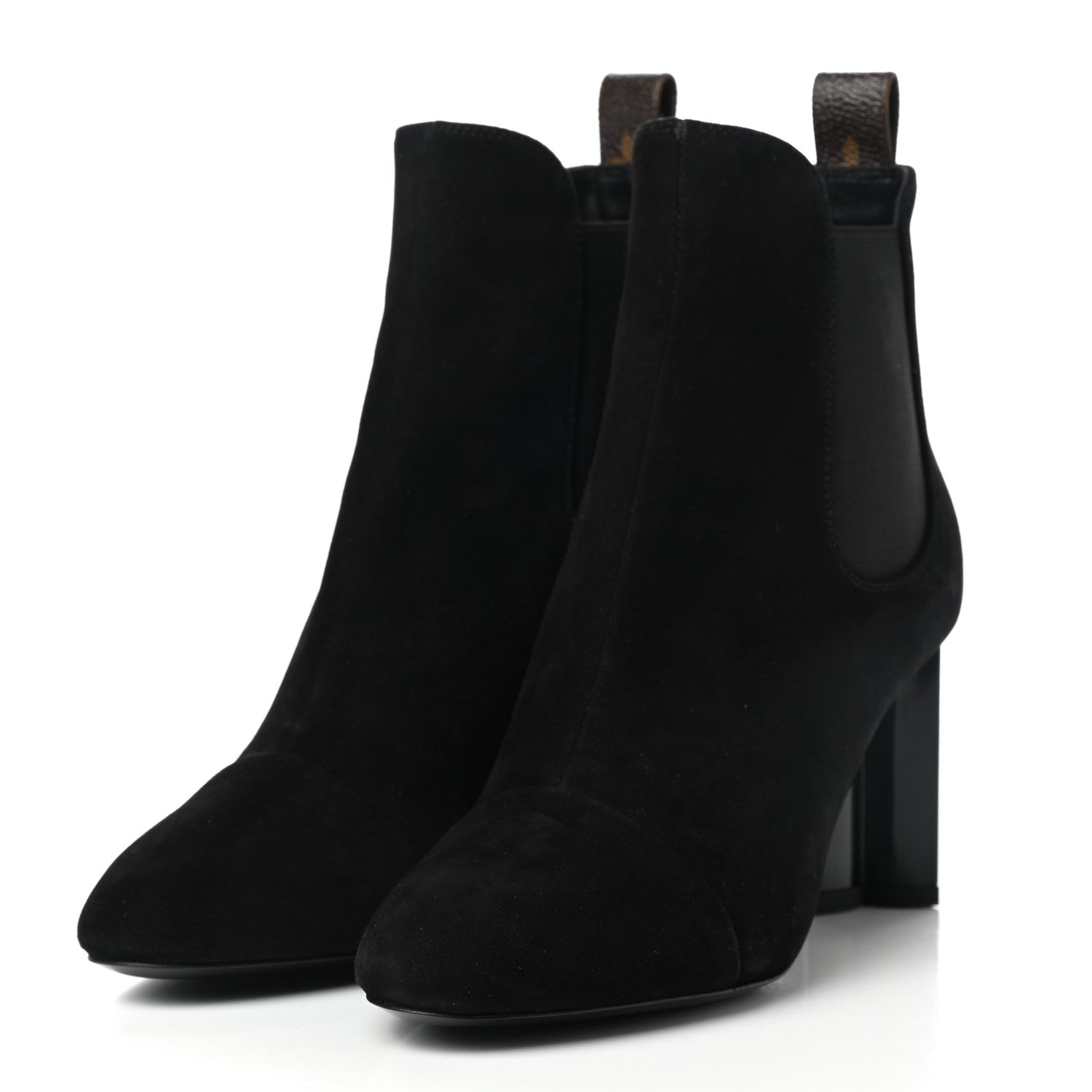 Louis Vuitton Suede Monogram Uniformes Cap Toe Chelsea 80mm Ankle Boots 36.5 Black 3 of 7