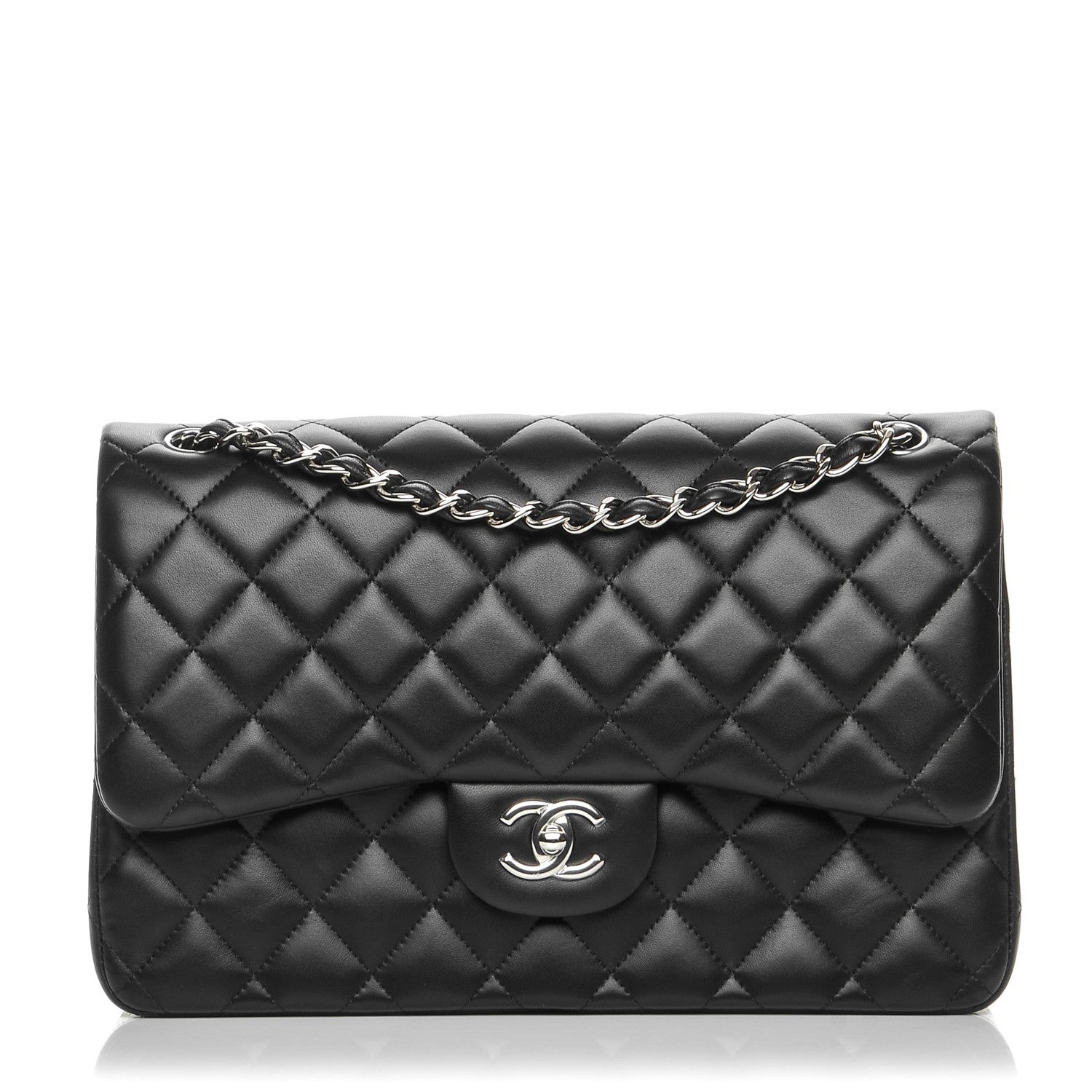 Chanel Lambskin Quilted Jumbo Double Flap Black 1 of 8