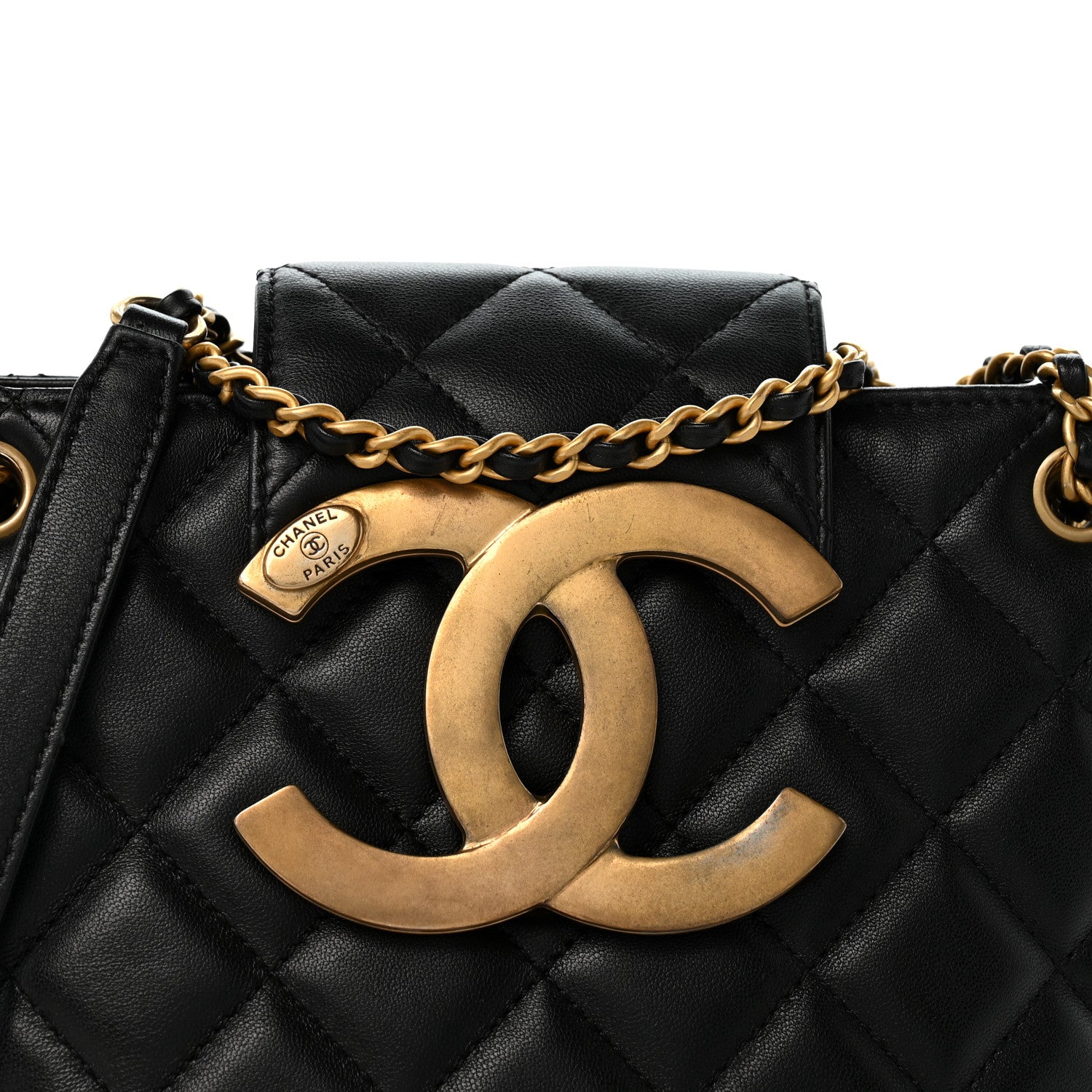 Chanel Lambskin Quilted Giant CC Shoulder Bag Black 8 of 12