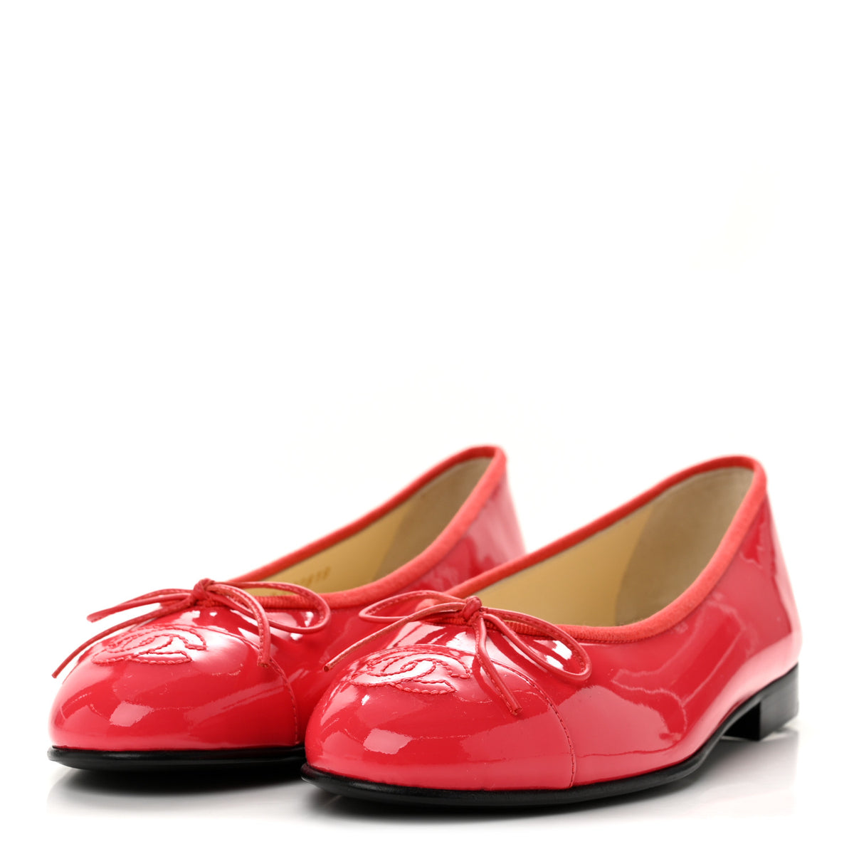 Chanel Patent Calfskin CC Cap Toe Ballerina Flats 36 Coral 4 of 10