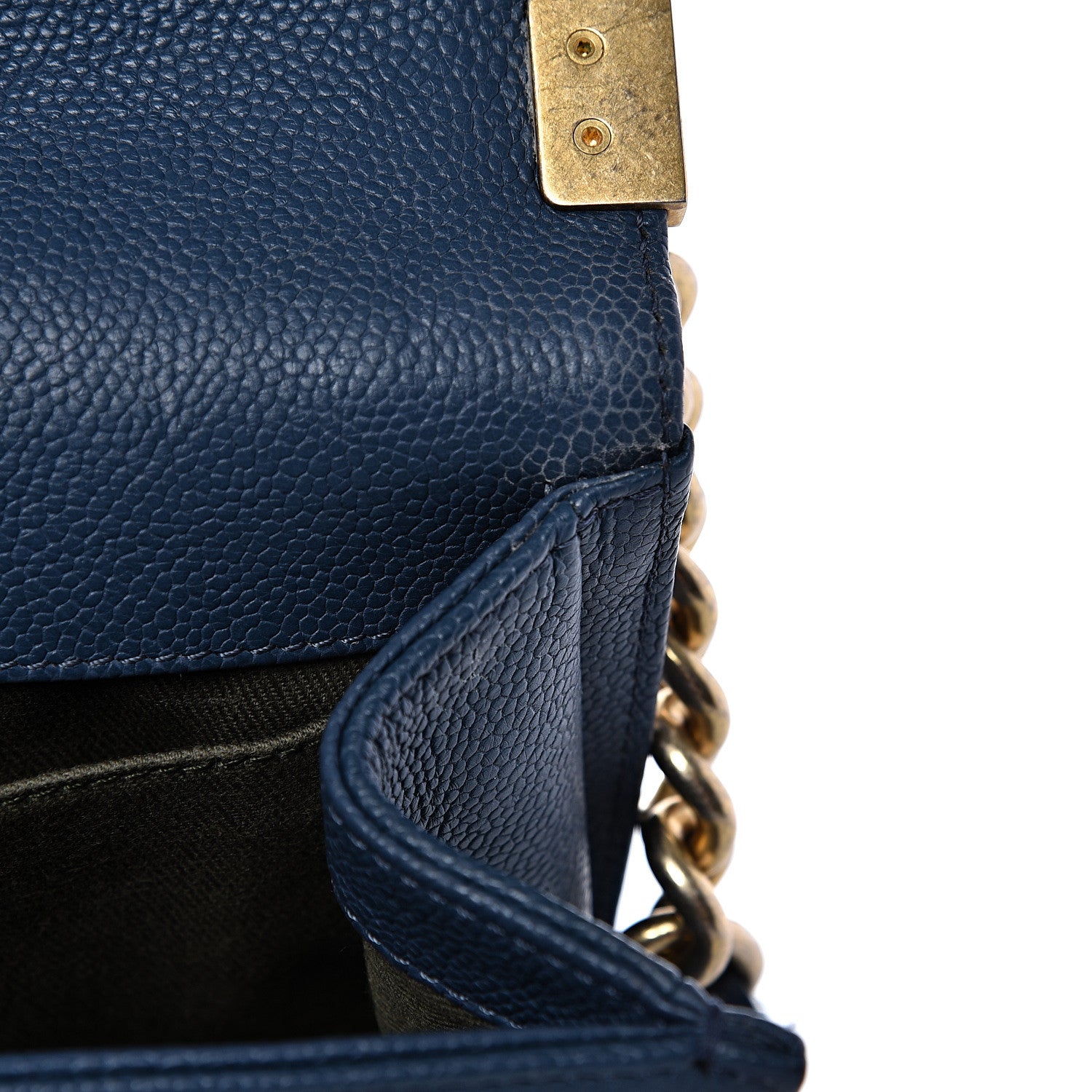Chanel Caviar Quilted Medium Boy Flap Blue 12 of 14