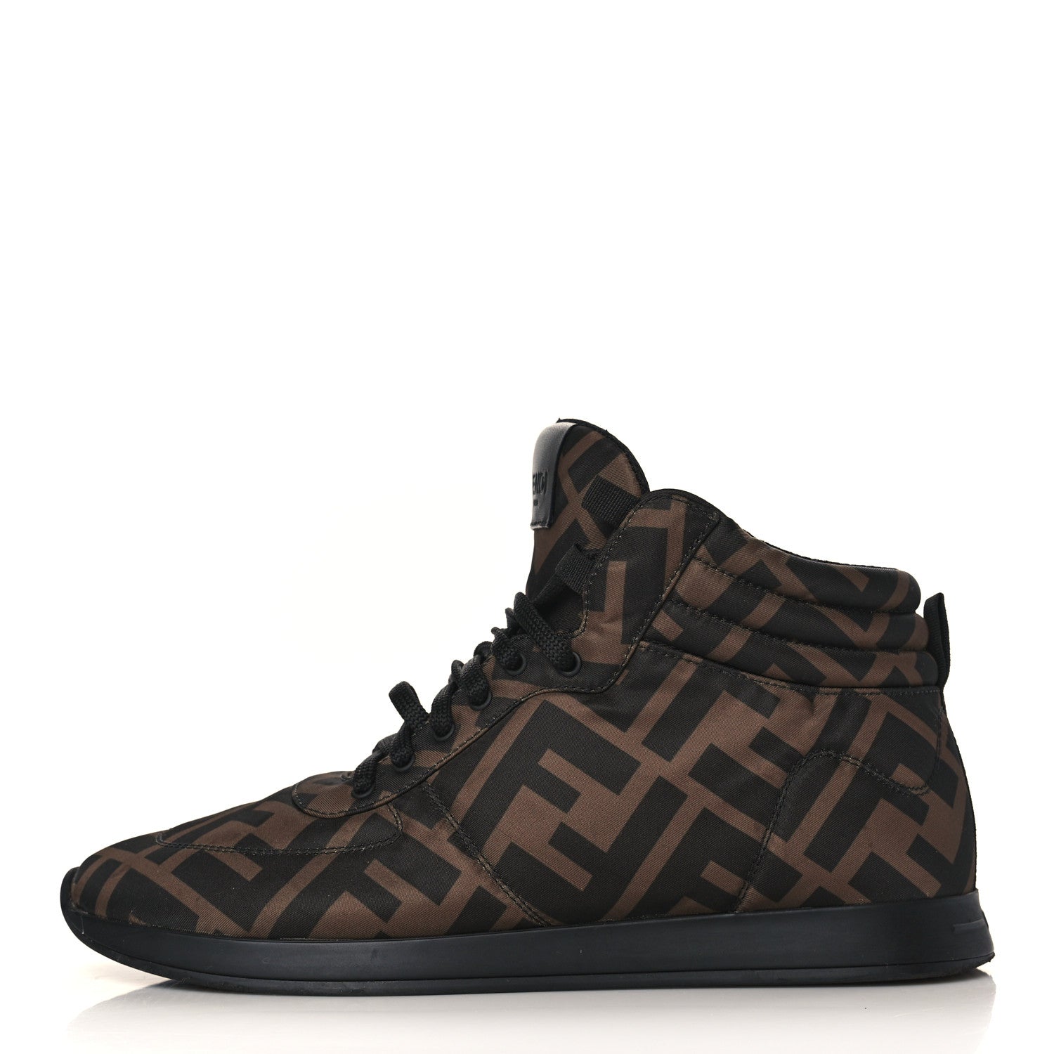 Fendi Nylon FF Reloaded High Top Sneakers 39.5 Tobacco Black 1 of 8