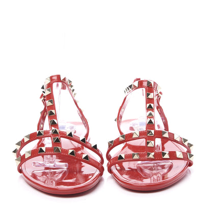 Valentino Garavani PVC Jelly Rockstud Caged Sandals 40 Rosso Valentino 3 of 10