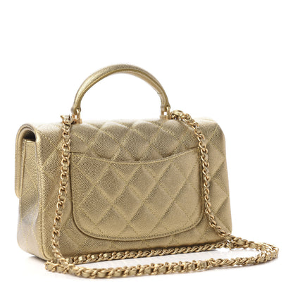 Chanel Metallic Caviar Quilted Mini Top Handle Rectangular Flap Gold 3 of 10