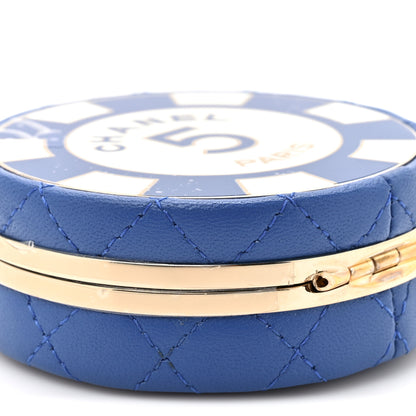 Chanel Lambskin Enamel Quilted Round Poker Chip Clutch With Chain Blue White 11 of 12
