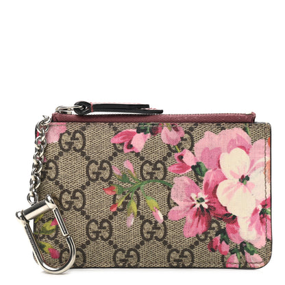 Gucci GG Supreme Monogram Blooms Key Ring Coin Case Beige Multicolor Dry Rose 1 of 8