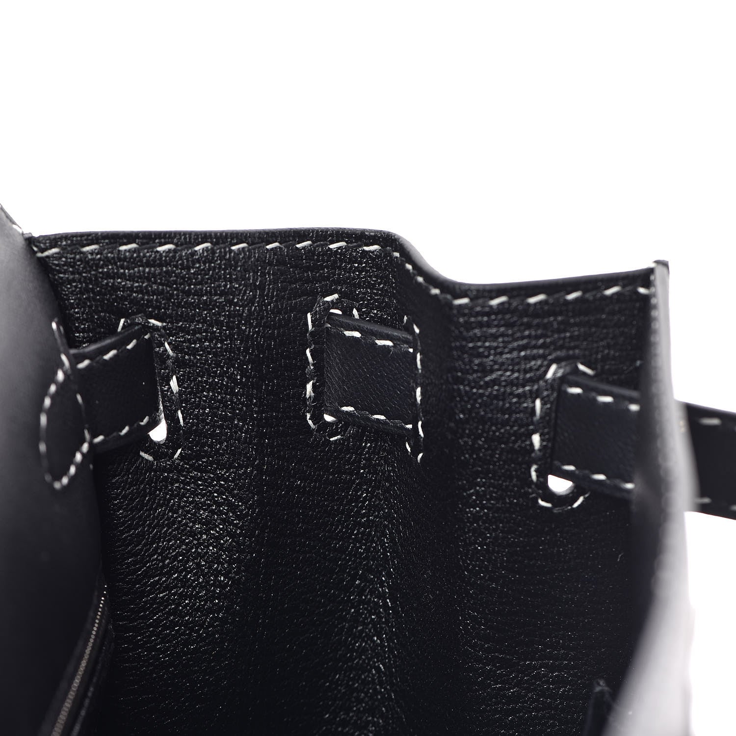 Hermes Grained Monsieur Un Point Sur Deux Kelly Sellier 28 Black 30 of 36