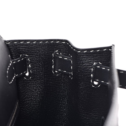 Hermes Grained Monsieur Un Point Sur Deux Kelly Sellier 28 Black 30 of 36