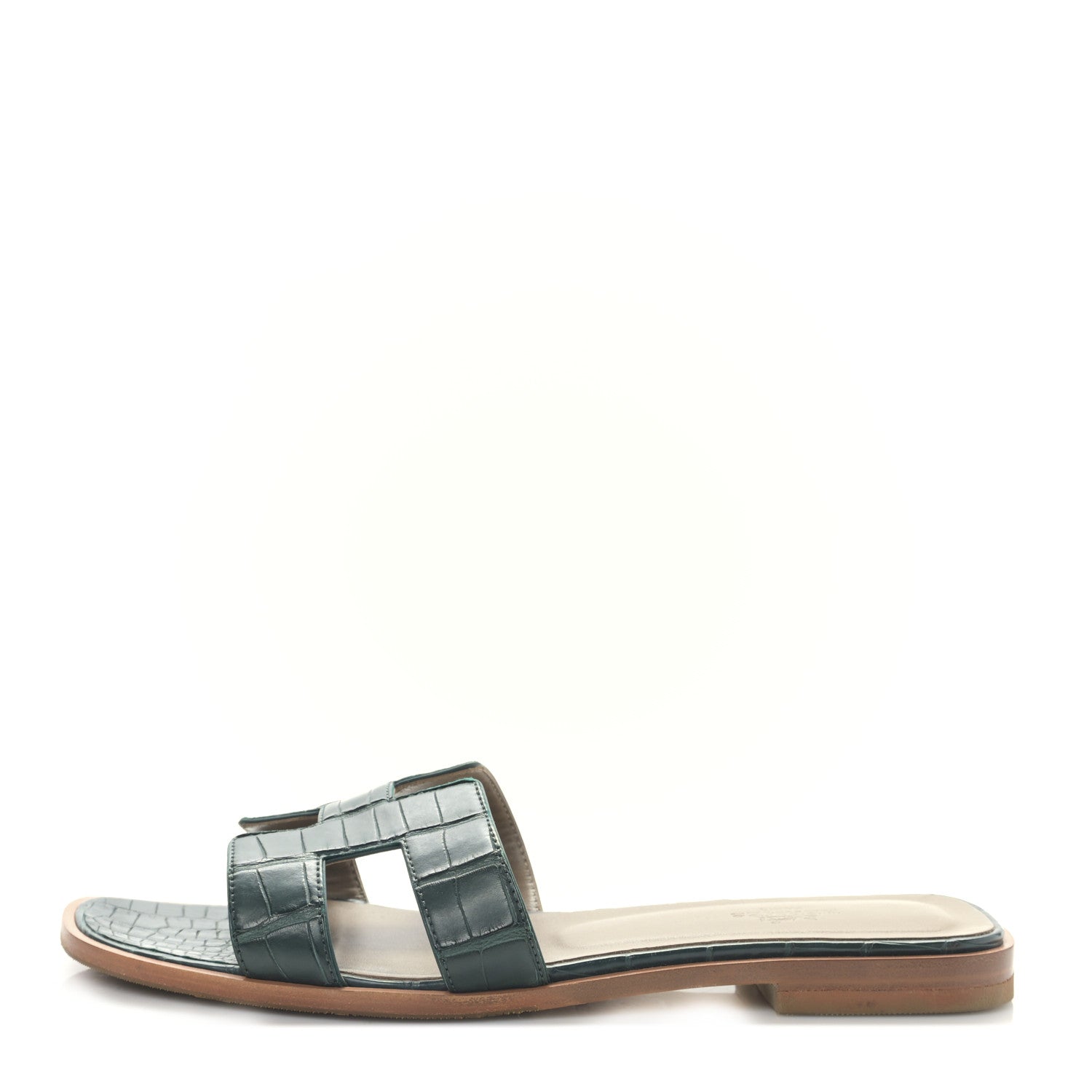 Hermes Matte Alligator Oran Sandals 36.5 Black 39.5 Emeraude 1 of 8