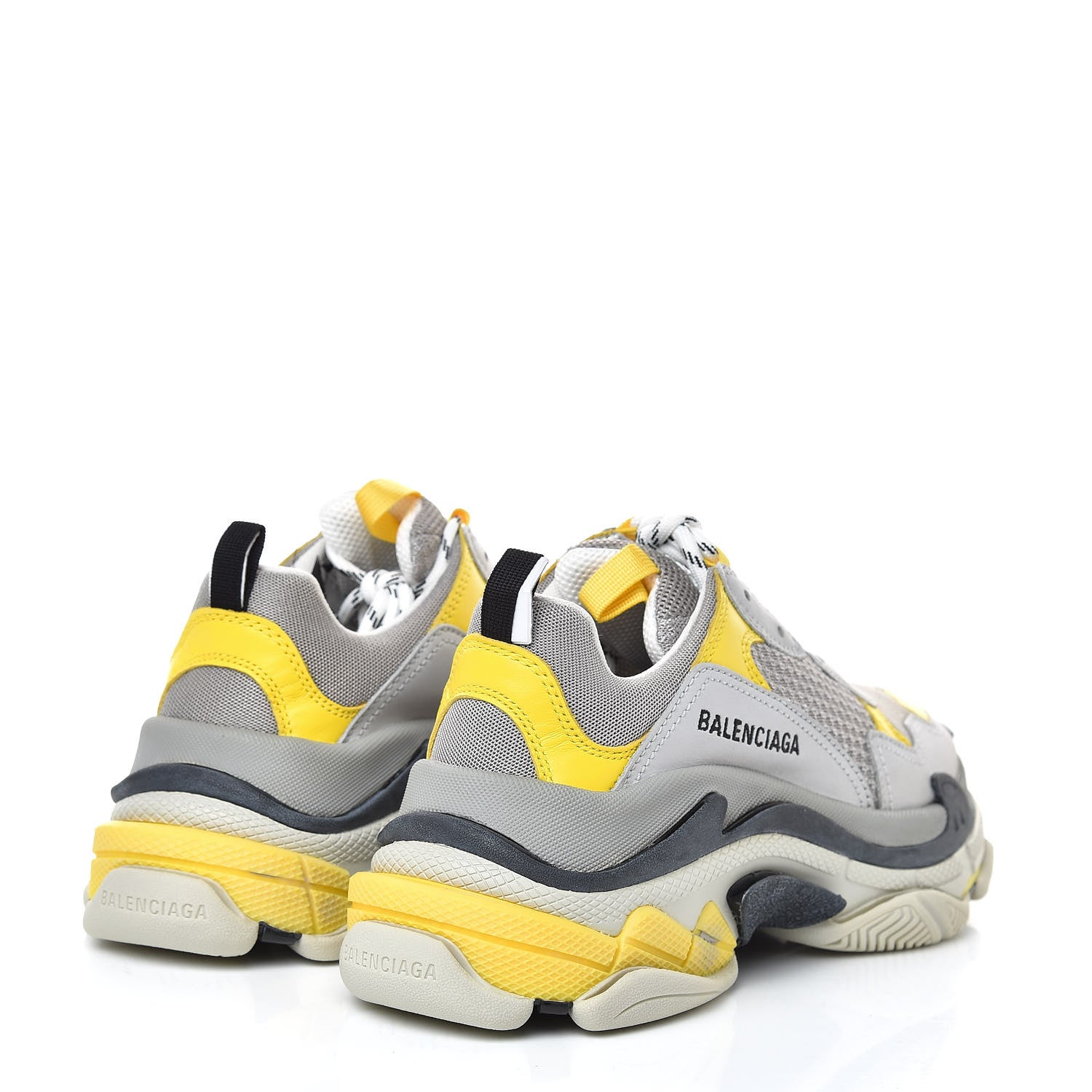 Balenciaga Fabric Mesh Womens Triple S Sneakers 39 Yellow Grey White 4 of 9