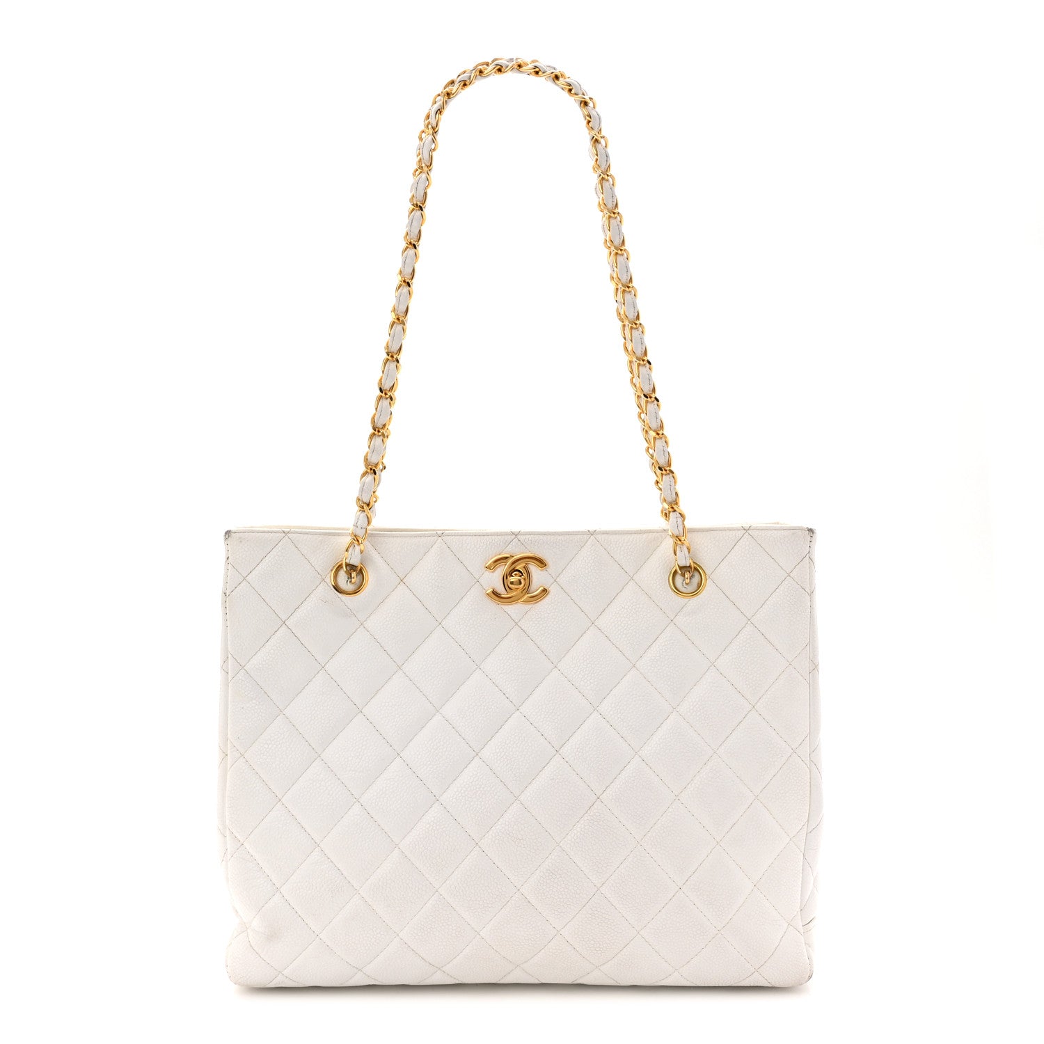 Chanel Caviar Quilted Shopper Tote White 1 of 12