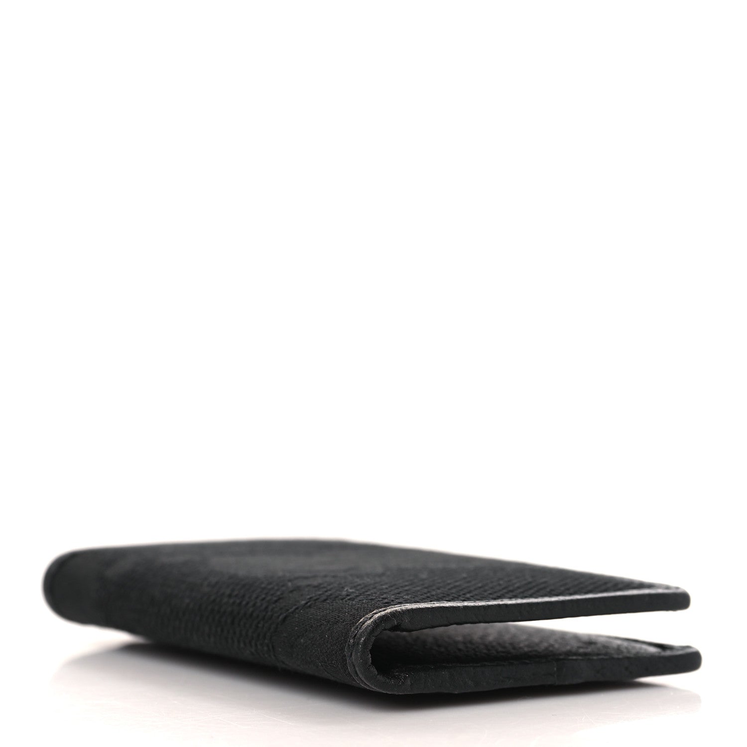 Gucci Canvas Monogram Jumbo GG Textured Dollar Calfskin Card Case Black 4 of 6