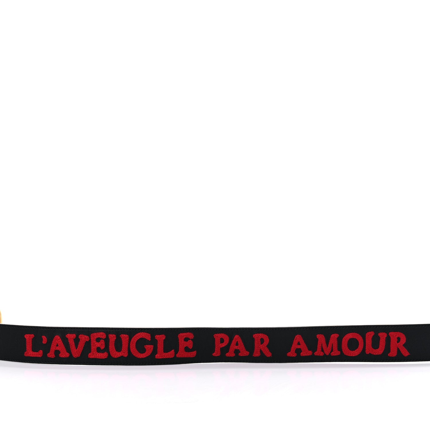 Gucci Calfskin L'Aveugle Par Amour Embroidered Double G 40mm Belt 80 32 Black Red 5 of 6