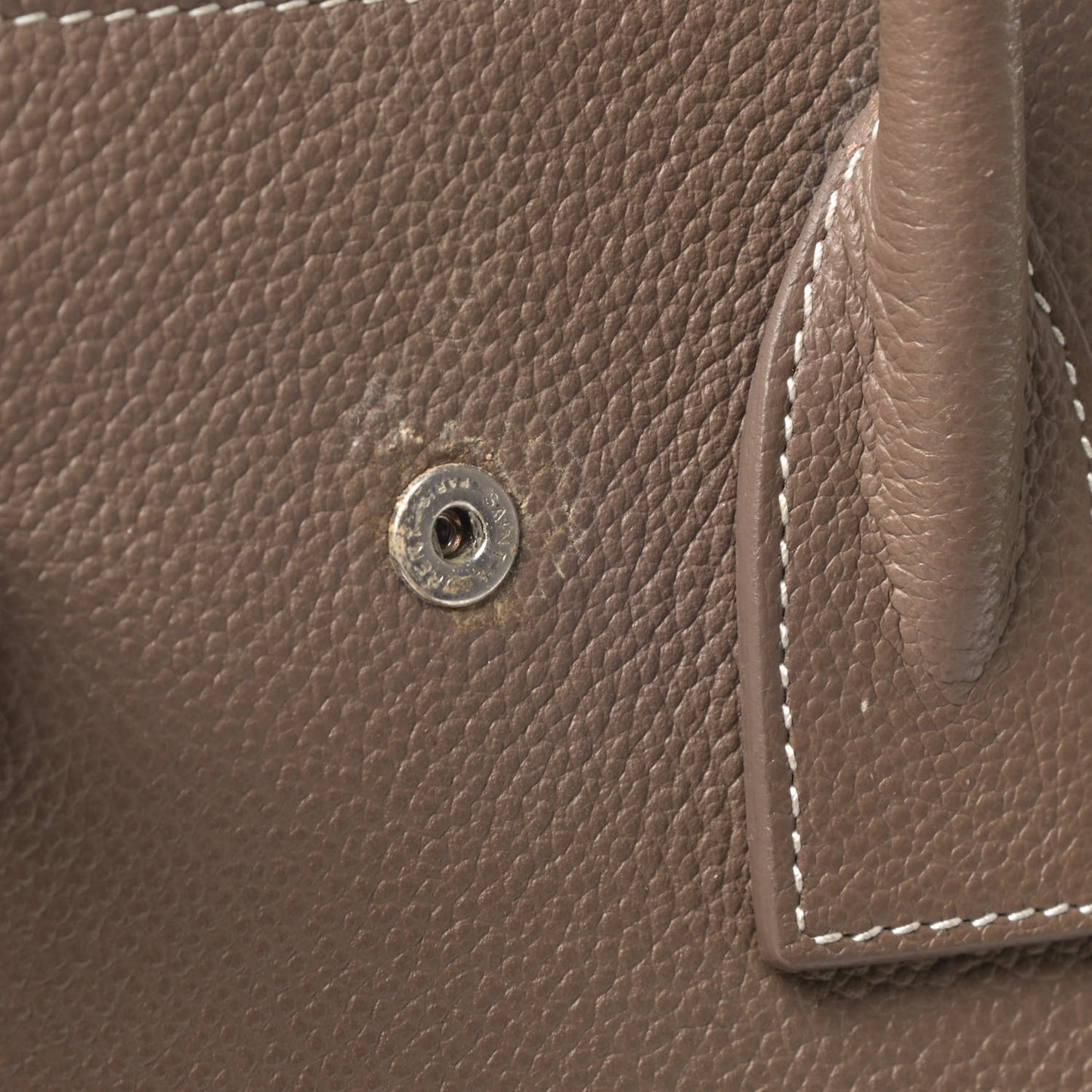 Grained Calfskin Topstich Baby Sac De Jour Taupe