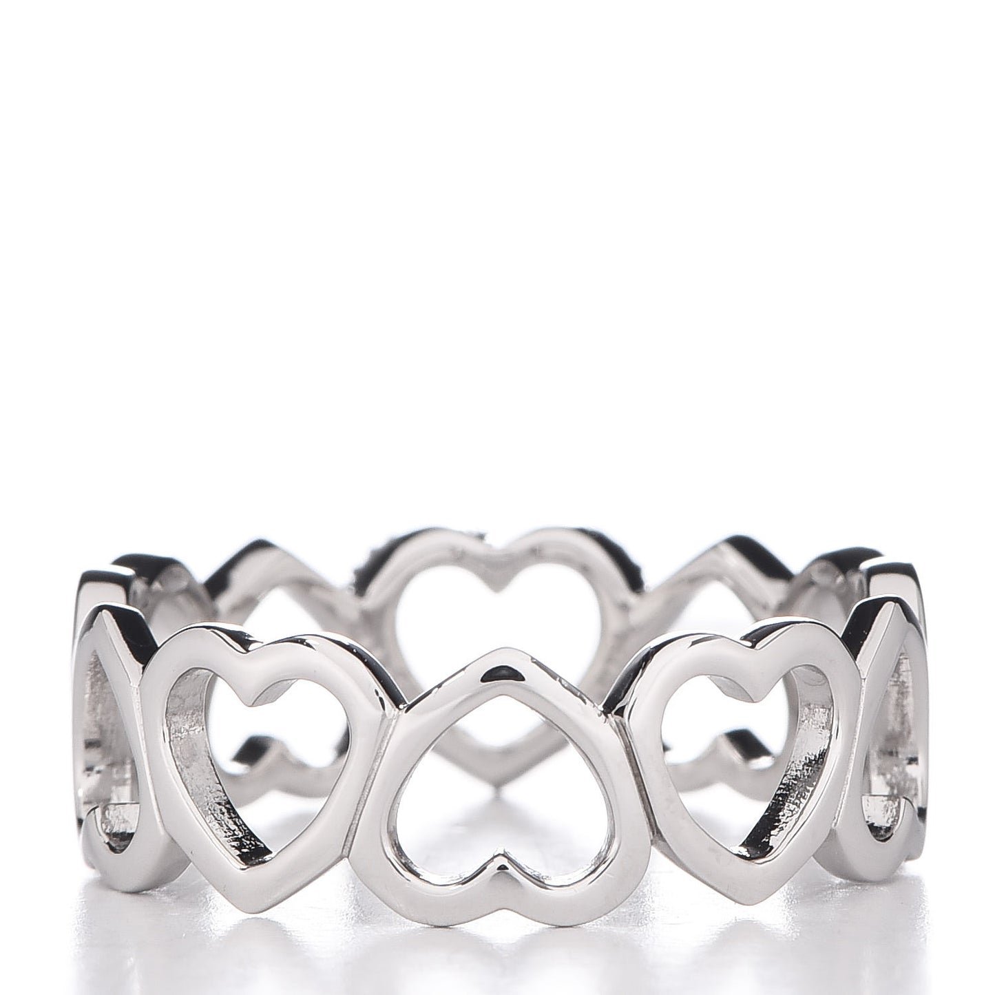 18K White Gold Diamond Hearts Eternity Band Ring 58 8.25