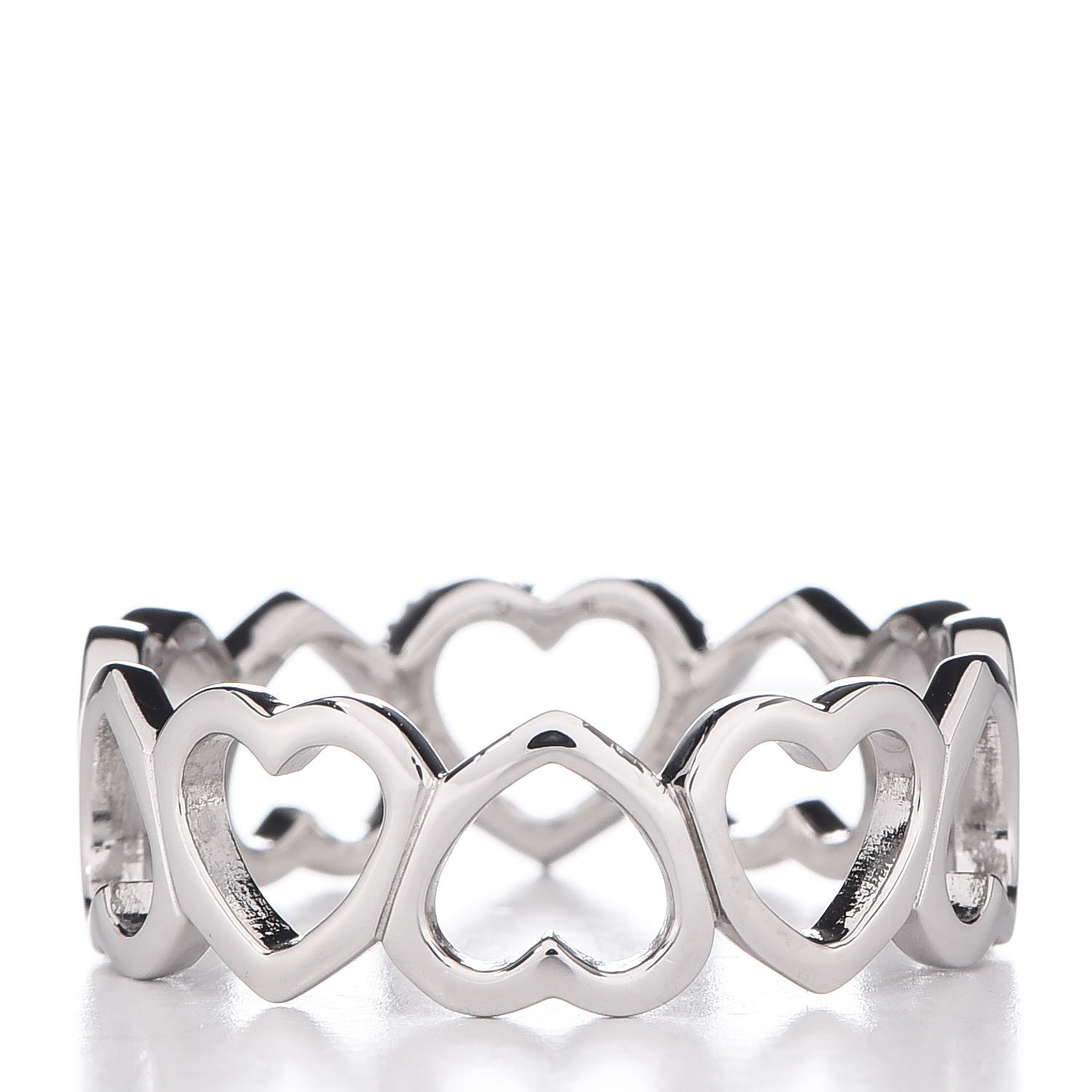 Tiffany 18K White Gold Diamond Hearts Eternity Band Ring 58 8.25 3 of 5