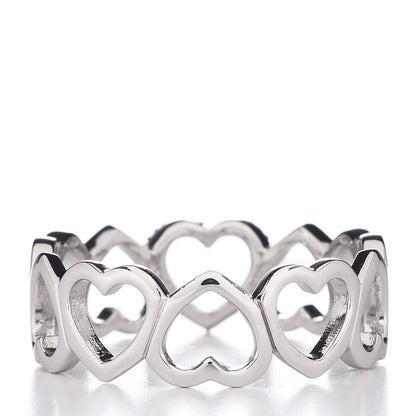Tiffany 18K White Gold Diamond Hearts Eternity Band Ring 58 8.25 3 of 5