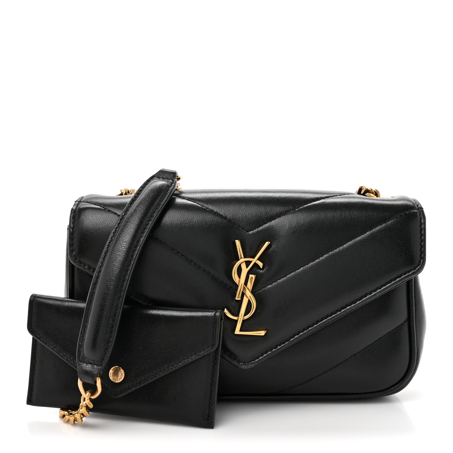 Saint Laurent Lambskin Chevron Quilted Mini Loulou Black 3 of 11