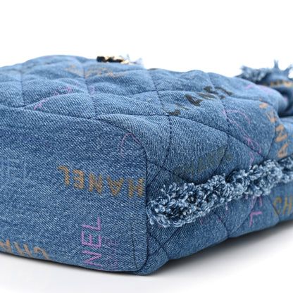 Chanel Denim Quilted Mood Bucket With Chain Blue Multicolor 10 of 11