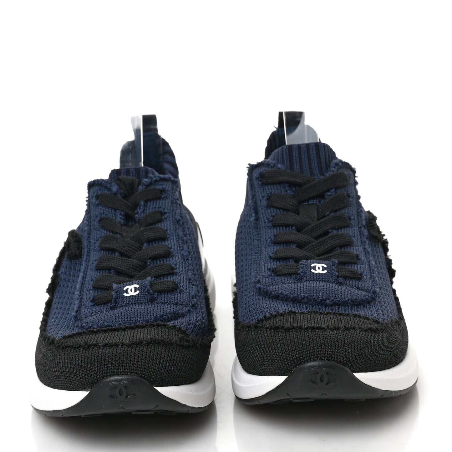 Fabric Logo Sneakers 37 Navy Black