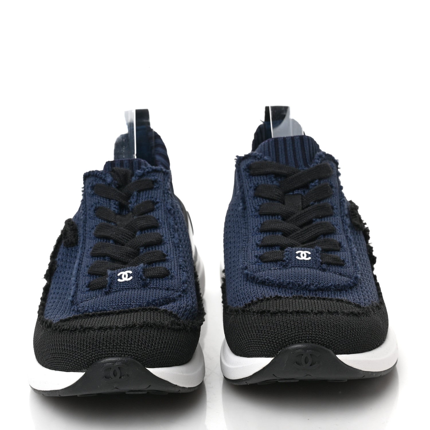 Chanel Fabric Logo Sneakers 37 Navy Black 2 of 8