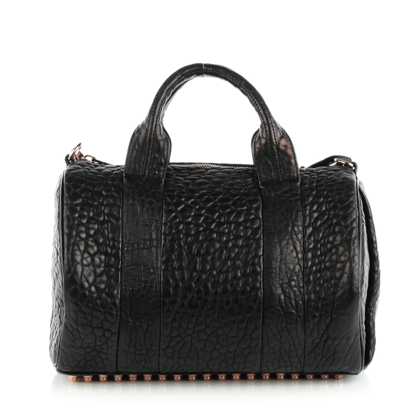 Pebbled Lambskin Rocco Black Pale Gold Hardware