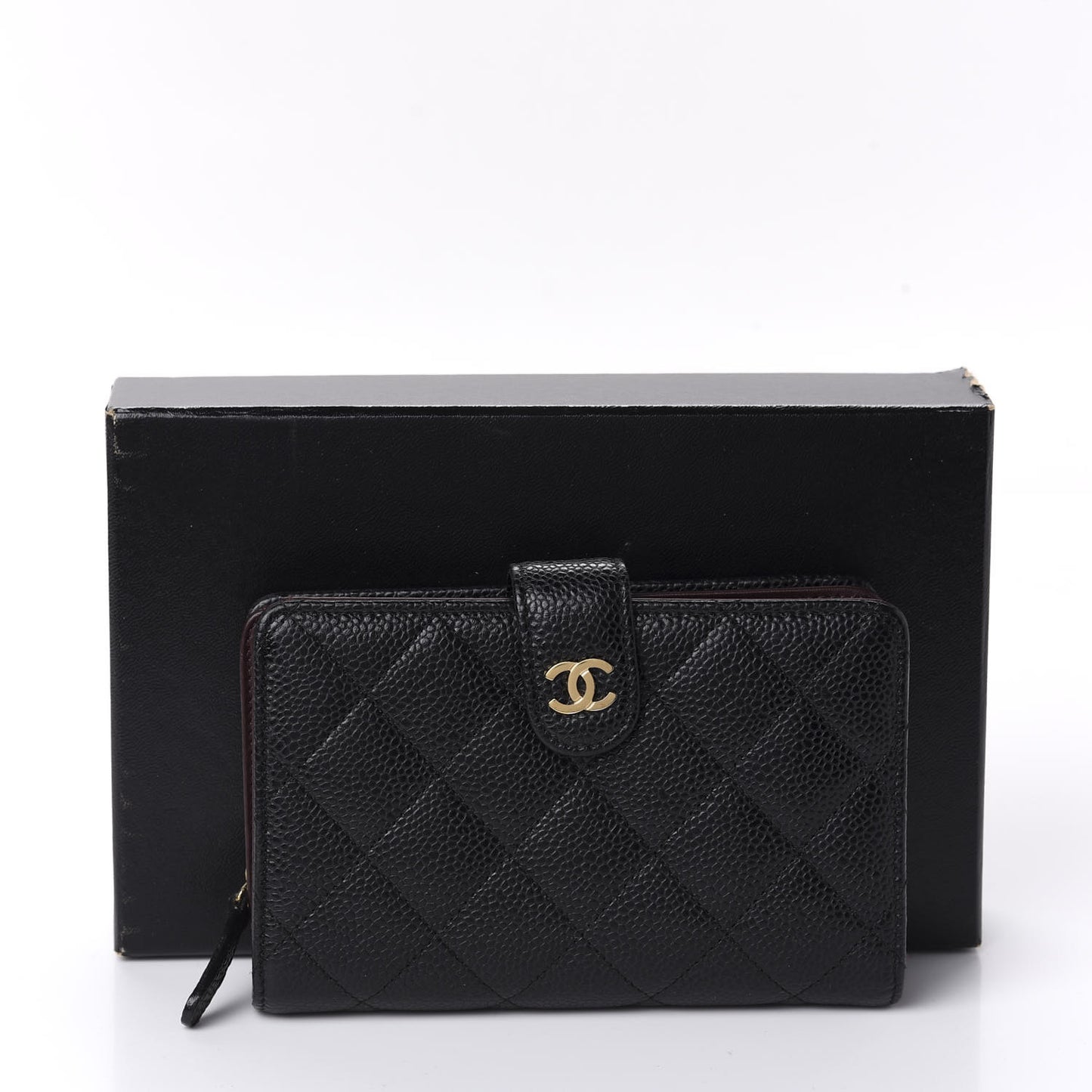 Caviar Quilted Zipped Pocket Wallet Black