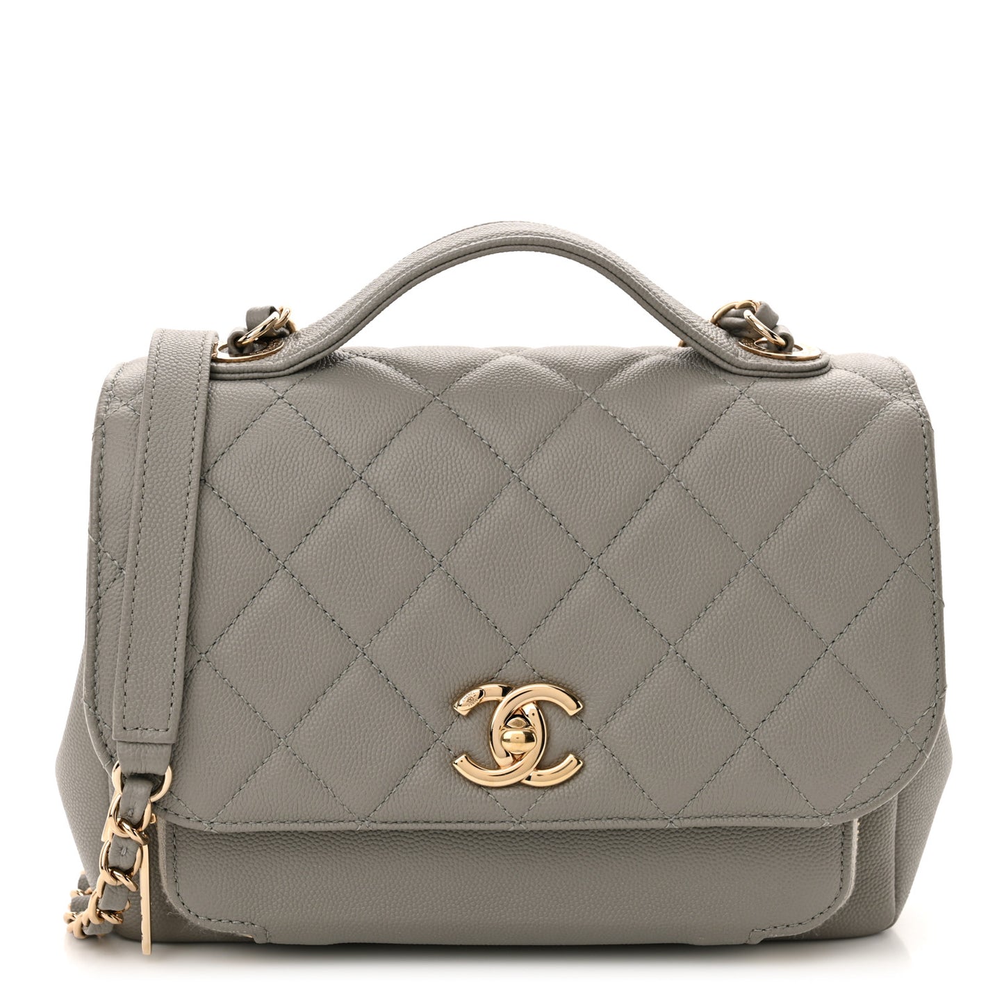 Caviar Quilted Medium Business Affinity Flap Grey