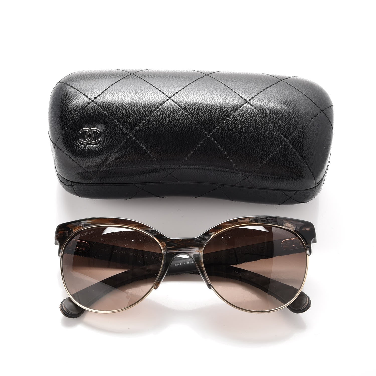 Chanel Denim Quilted Pantos Spring Polarized Sunglasses 5342 Brown 7 of 7