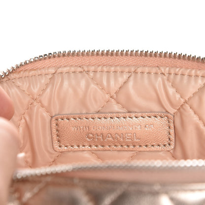 Chanel Iridescent Lambskin Quilted Cosmetic Pouch Light Gold 7 of 9