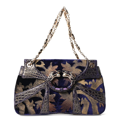 Gucci Velvet Alligator Tom Ford Jeweled Dragon Shoulder Bag Purple Gold 1 of 10