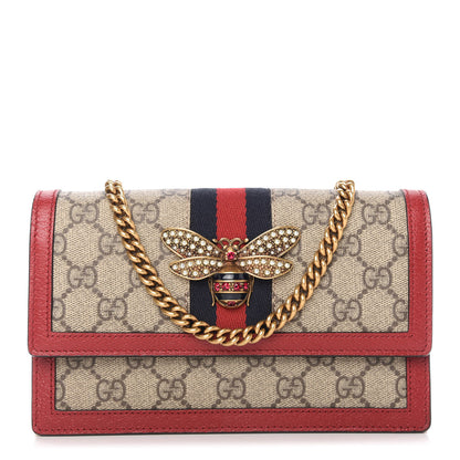 Gucci GG Supreme Monogram Web Queen Margaret Chain Wallet Red 1 of 9