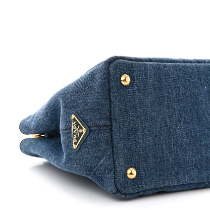 Prada Denim Small Logo Tote Bleu 10 of 11