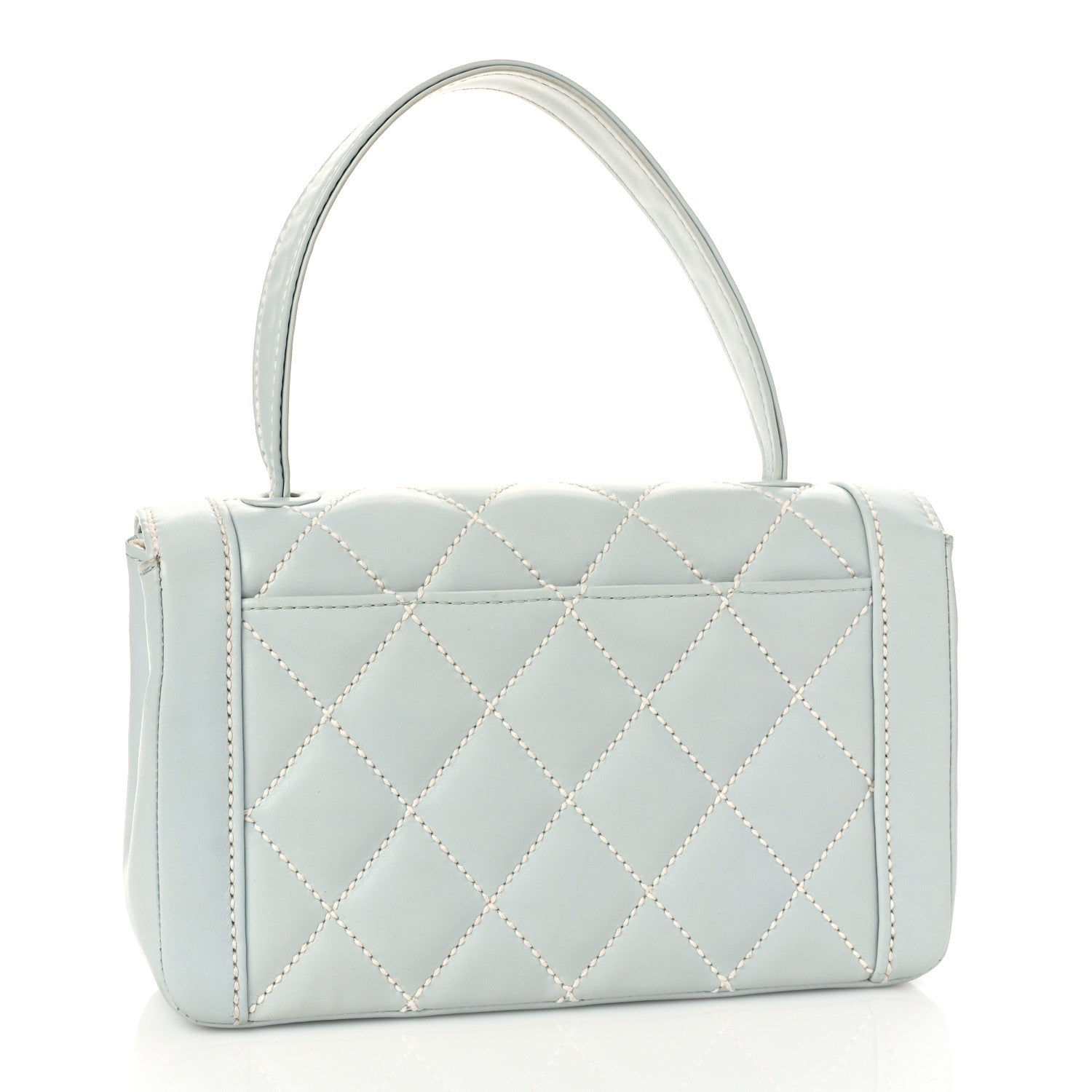 Chanel Calfskin Quilted Wild Stitch Flap Light Blue 3 of 9