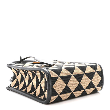 Prada Jacquard Saffiano Triangolo Symbole Embroidered Micro Tote Black Corda 4 of 9