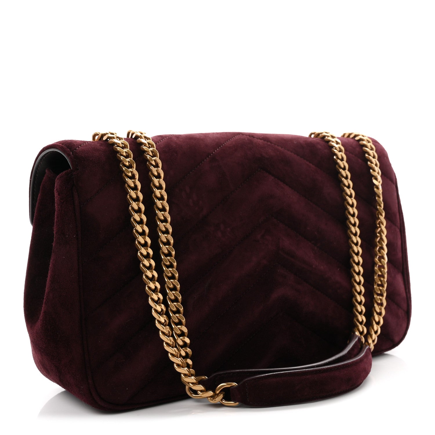 Saint Laurent Suede Chevron Quilted Medium LouLou Smoky Burgundy 4 of 12