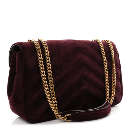 Saint Laurent Suede Chevron Quilted Medium LouLou Smoky Burgundy 4 of 12