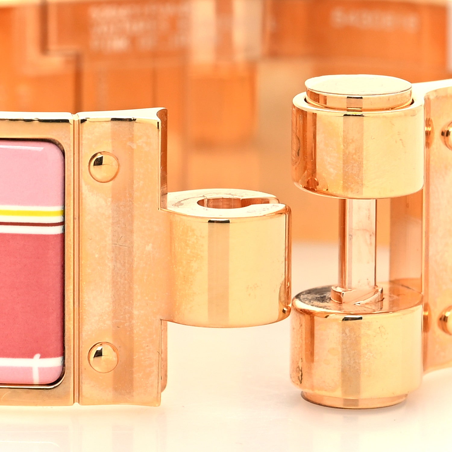 Hermes Enamel Printed Wide Voitures Exquises Hinged Bracelet L Pink Delirium 4 of 5
