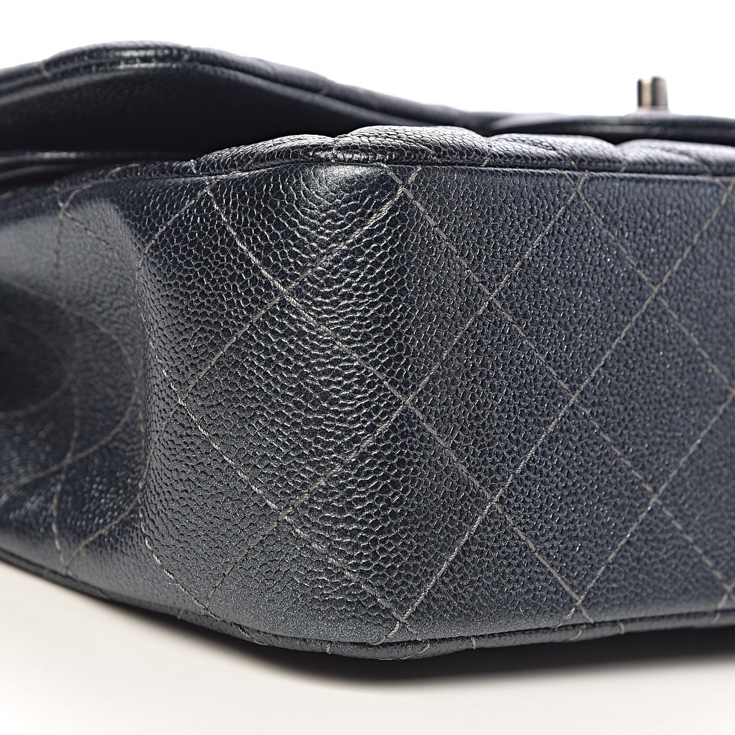 Pearly Caviar Quilted Jumbo Double Flap Black