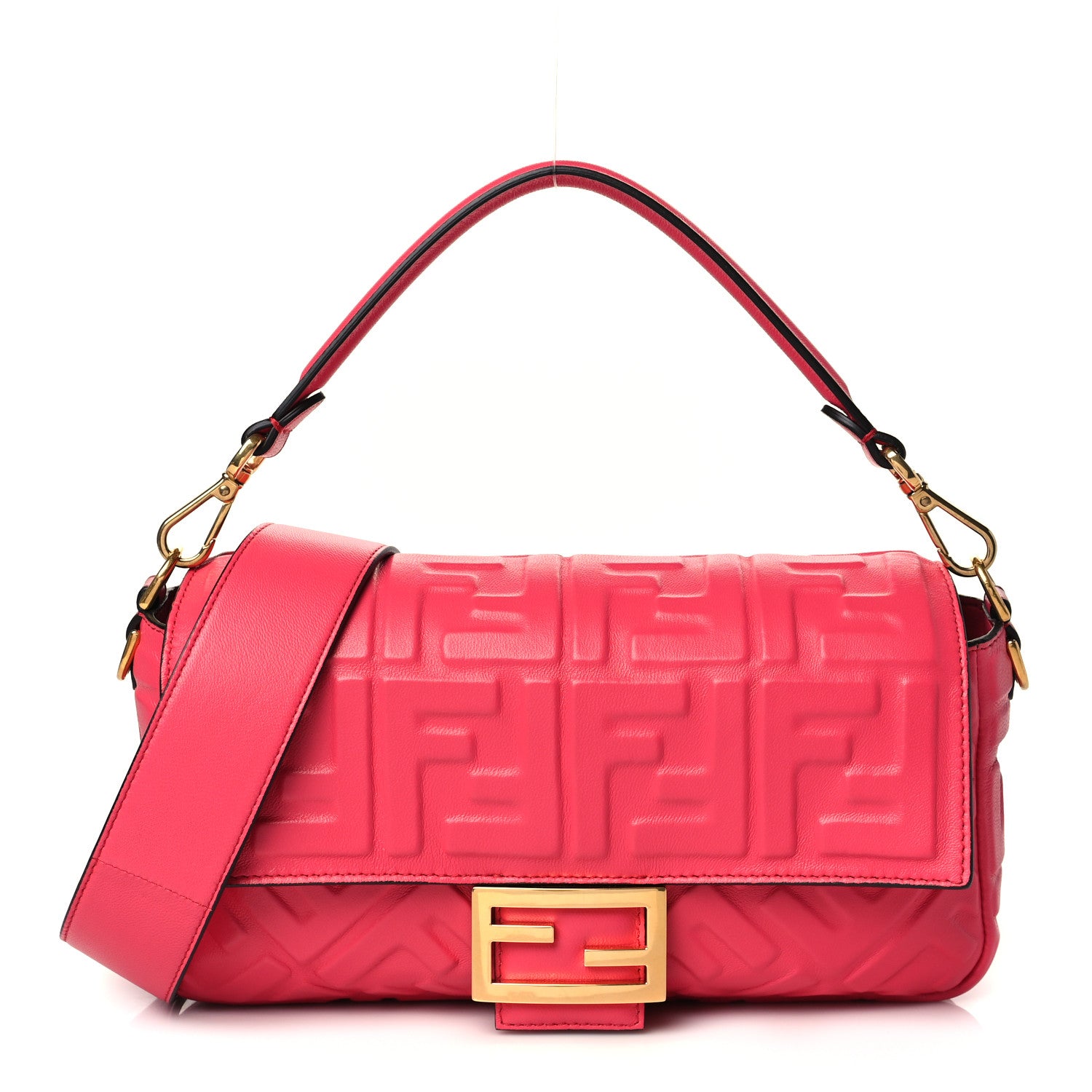 Fendi Nappa FF 1974 Embossed Baguette Lampone 1 of 11