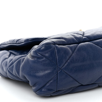 Chanel Goatskin Quilted Large Chanel 19 Flap Dark Blue 9 of 10