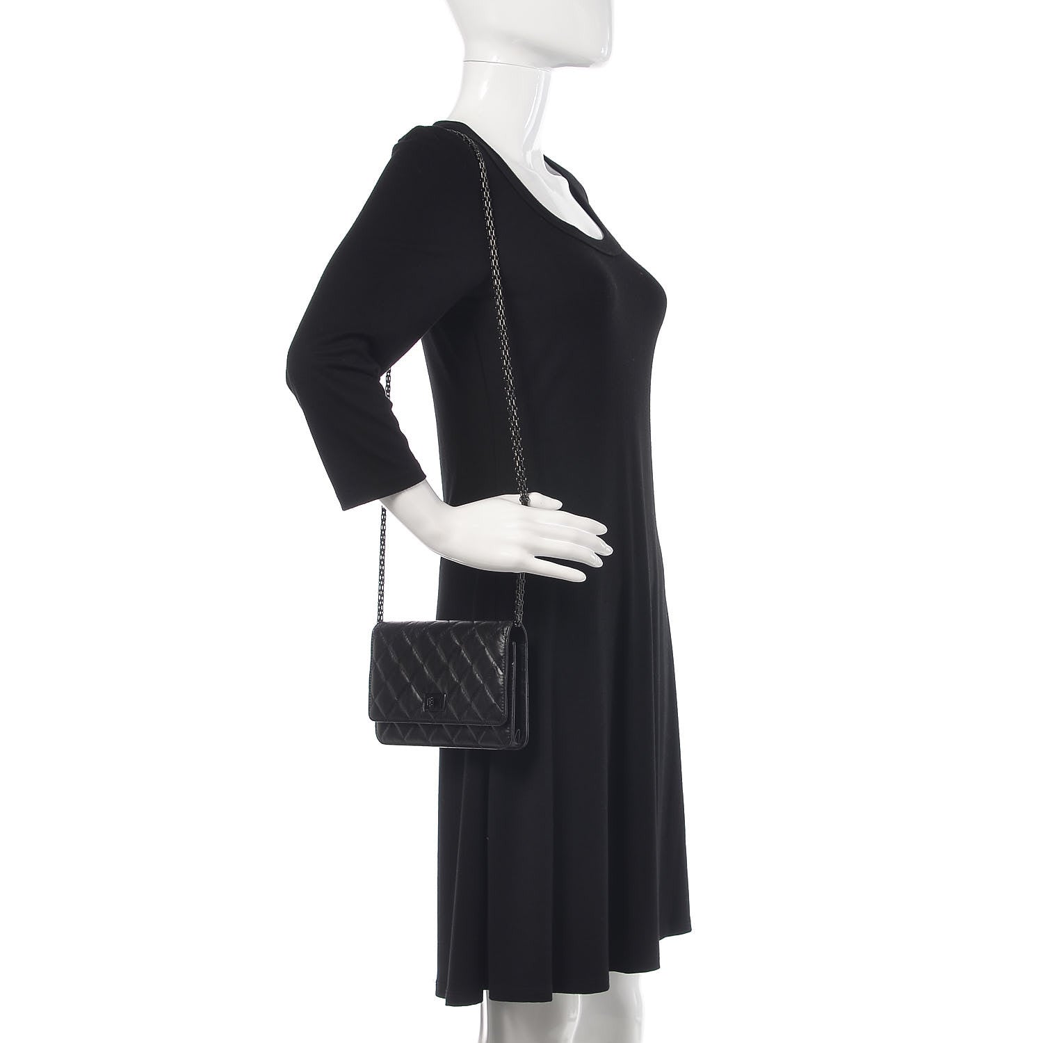 Chanel Aged Calfskin Reissue Wallet On Chain WOC So Black 2 of 12