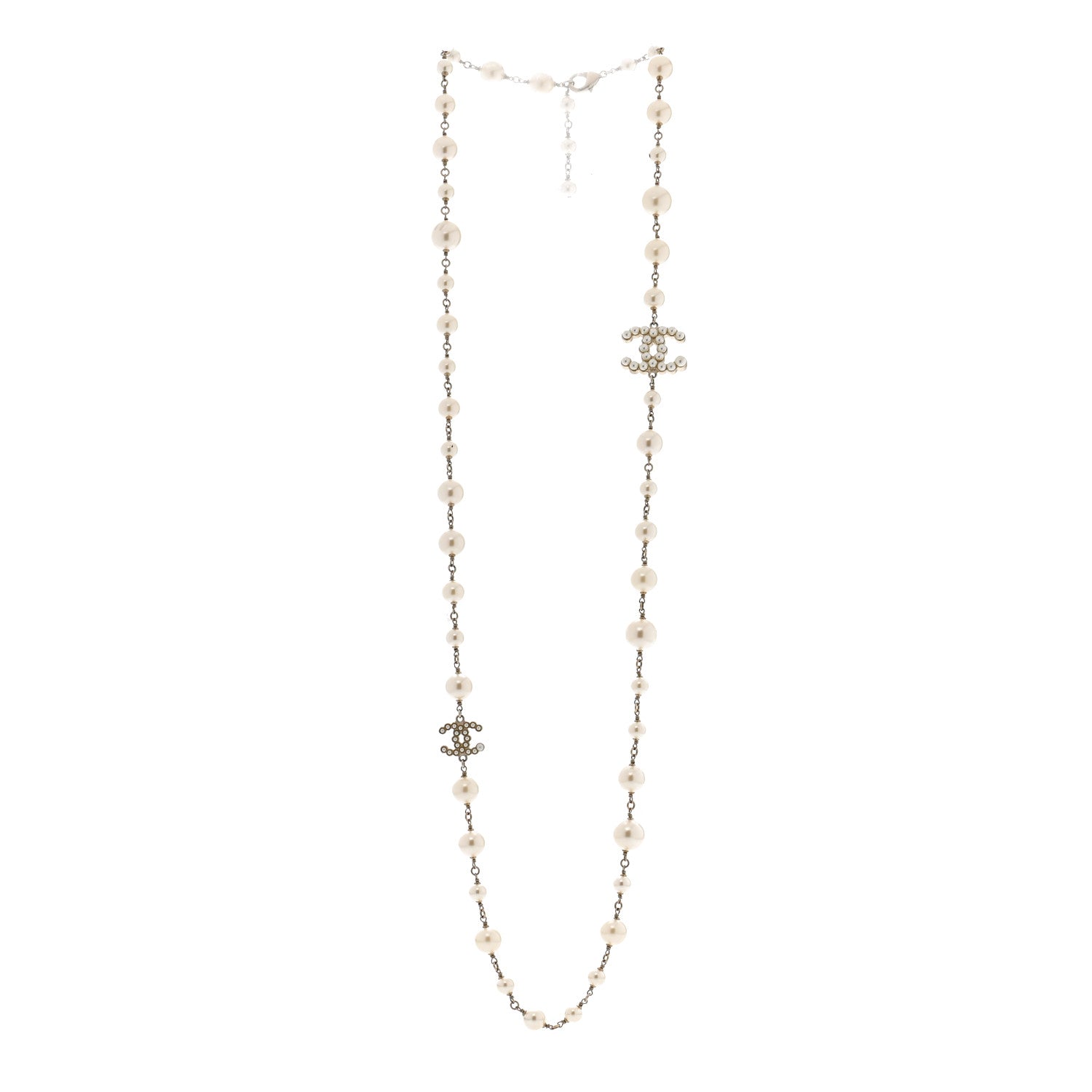 Chanel Graduated Pearl CC Long Necklace Gold 3 of 5