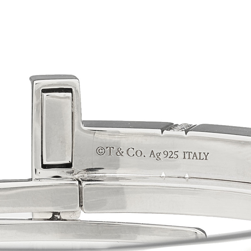 Tiffany Sterling Silver Diamond T Square Wrap Bracelet 3 of 4