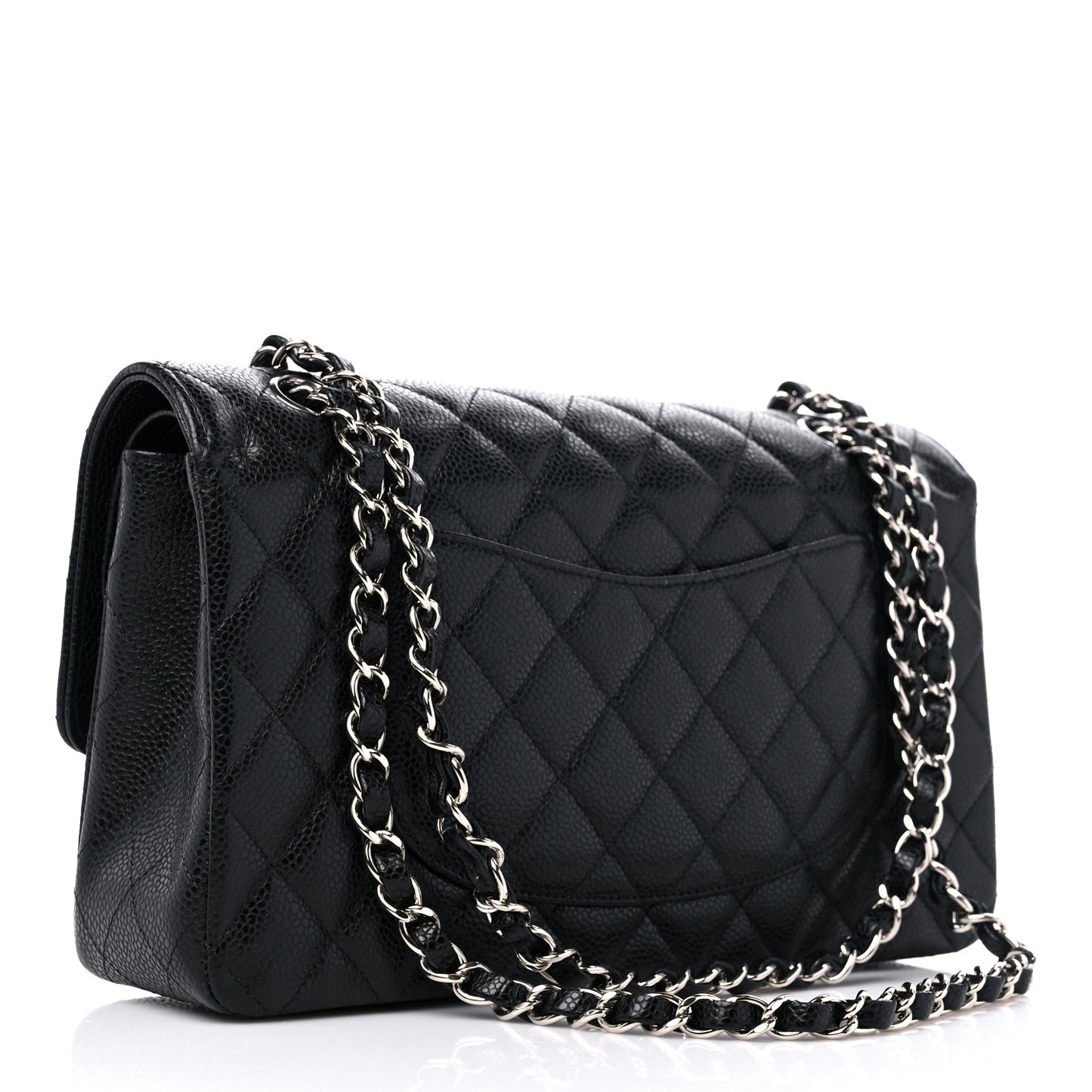 Caviar Quilted Medium Double Flap Black